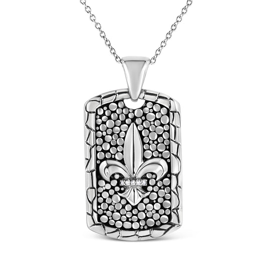 .925 Sterling Silver Invisible-Set Diamond Accent ’Fleur Di Lis’ 18’’