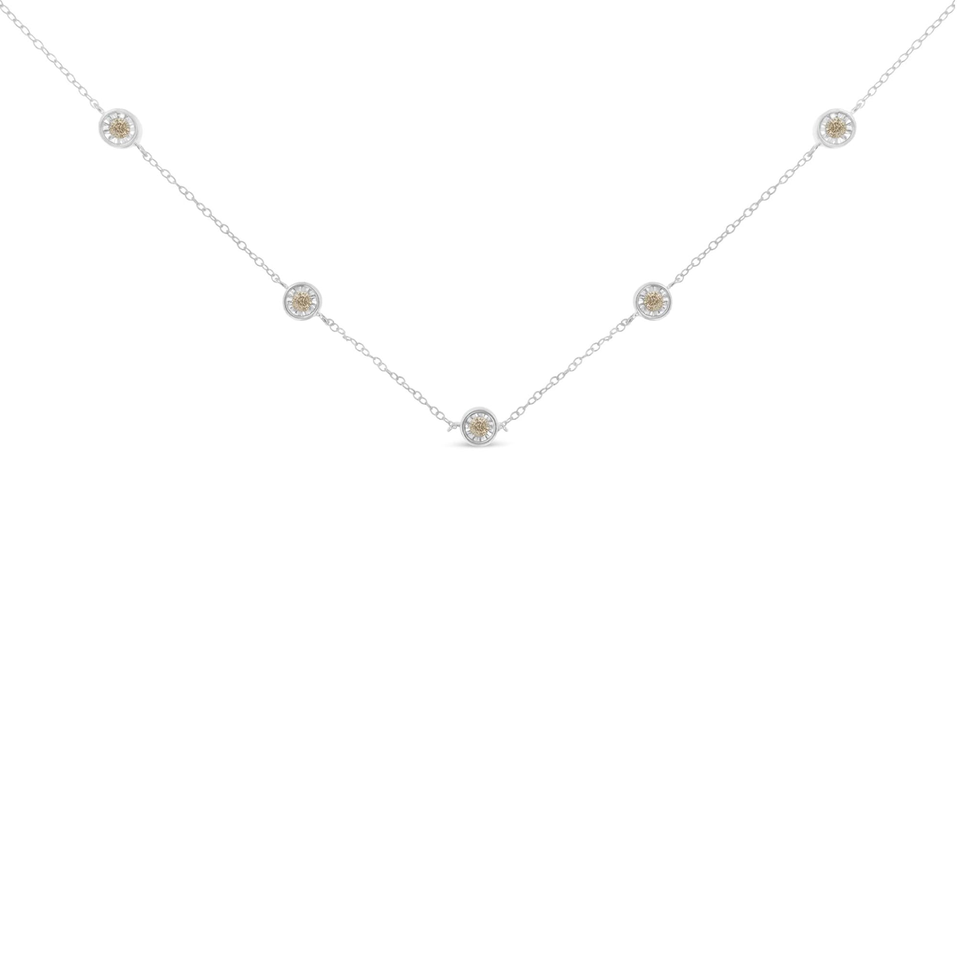 Sterling Silver Diamond Station Necklace (1/2 cttw I-J Color I1-I2 Clarity)