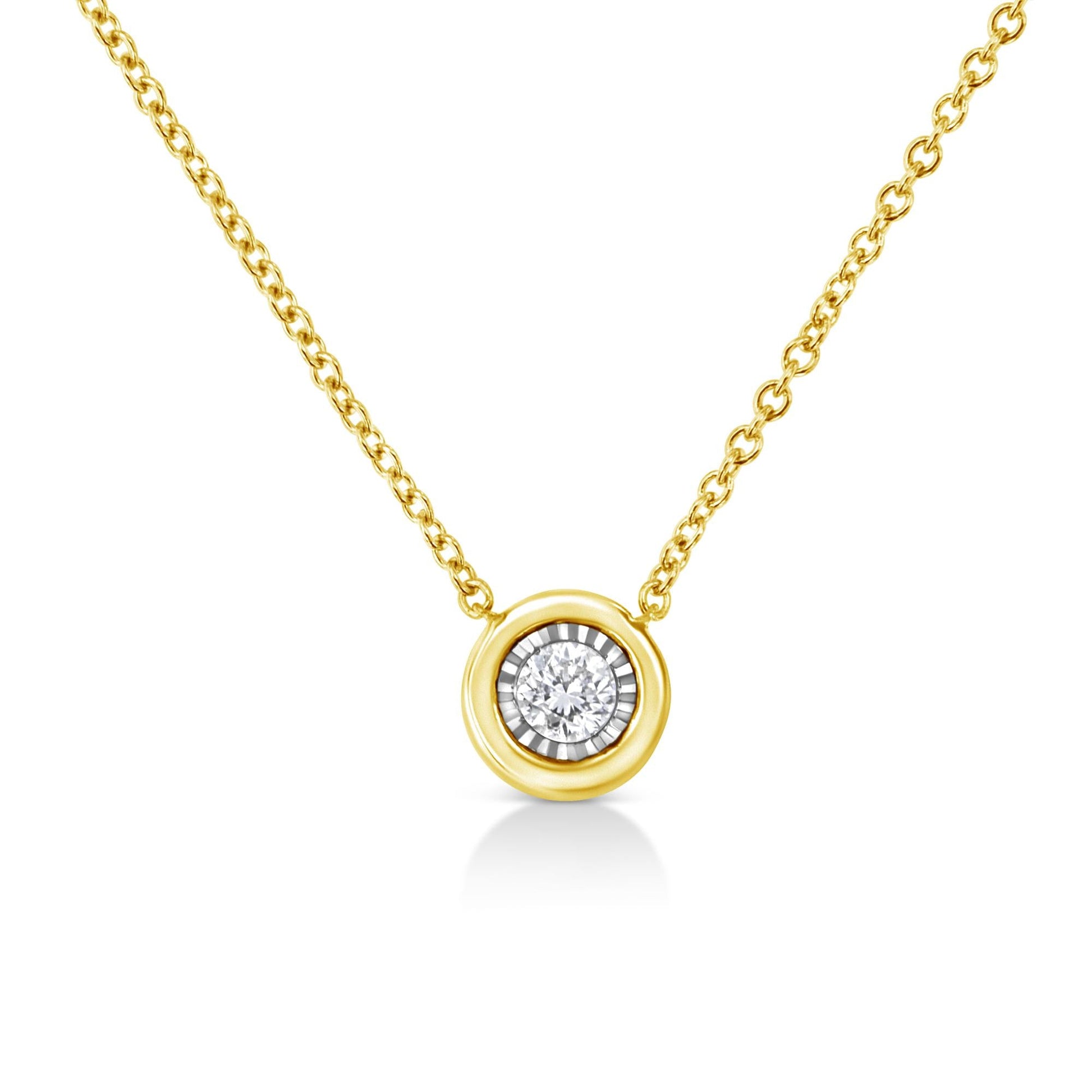 10K Yellow Gold Plated.925 Sterling Silver 1/10 Cttw Miracle Set Round Diamond