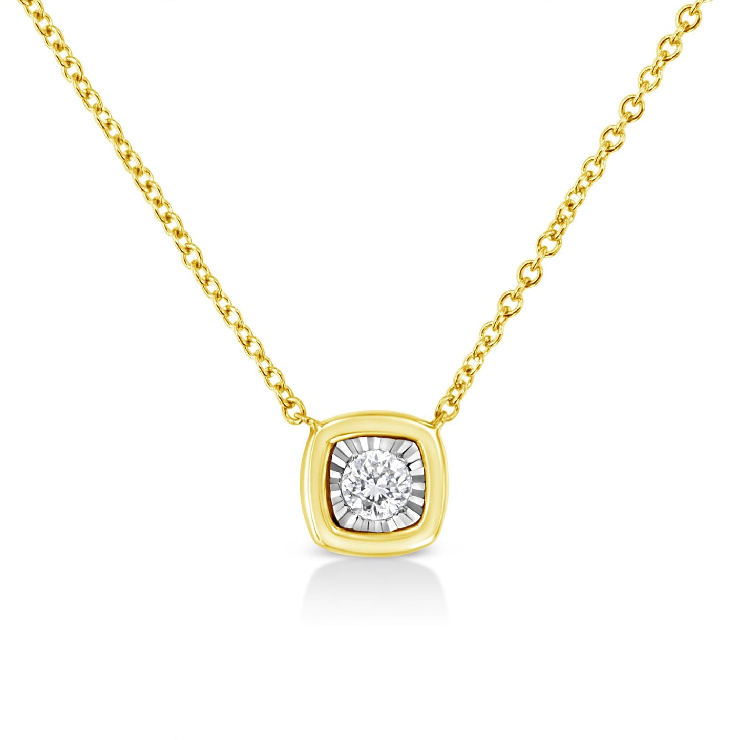 10K Yellow Gold Plated.925 Sterling Silver 1/10 Cttw Miracle Set Round Diamond