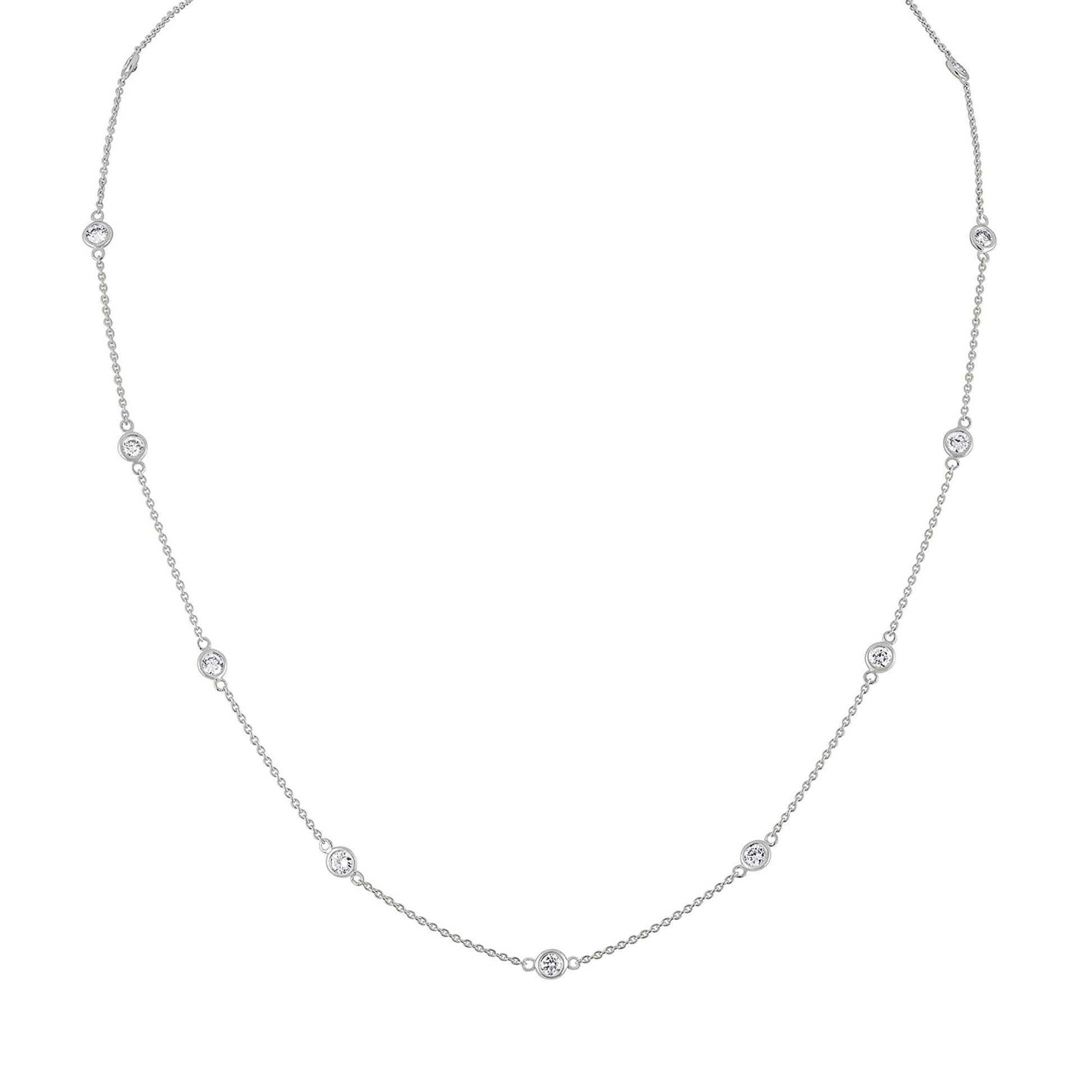 14K Gold Diamond Station Necklace (1 1/10 cttw H-I Color VS2-SI1 Clarity)