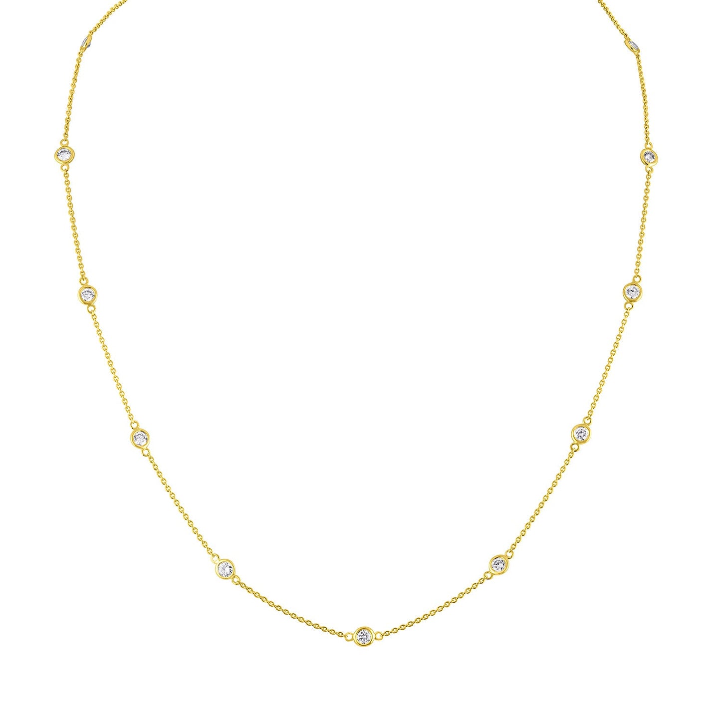 14K Gold Diamond Station Necklace (1 1/10 cttw H-I Color VS2-SI1 Clarity)