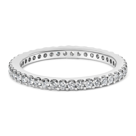 14K White Gold Shared Prong Set Round Diamond Eternity Band Ring (G-H Color, SI1-SI2 Clarity)