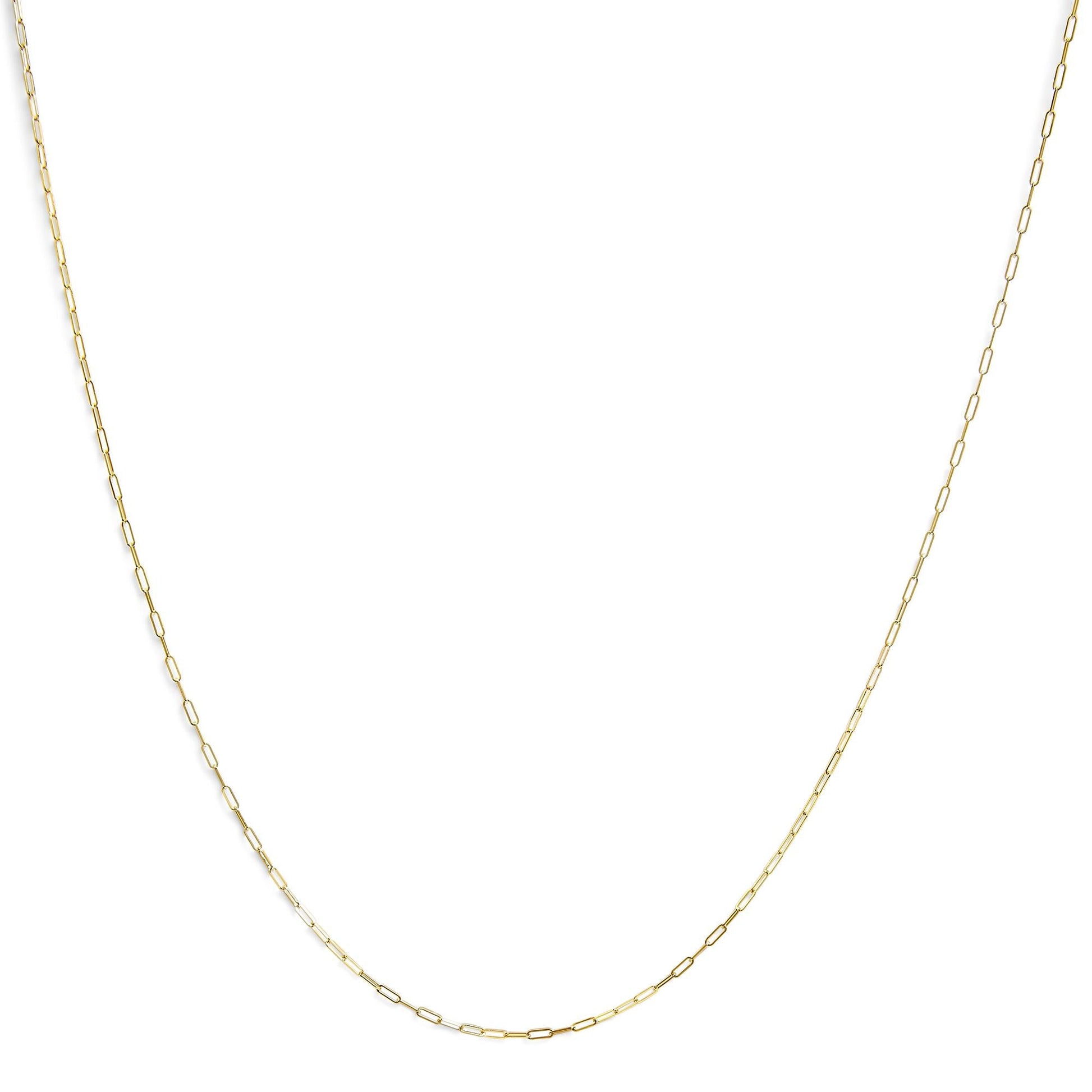 Unisex Solid 14K Gold 1.5mm Paperclip Chain Necklace - Choice of Length