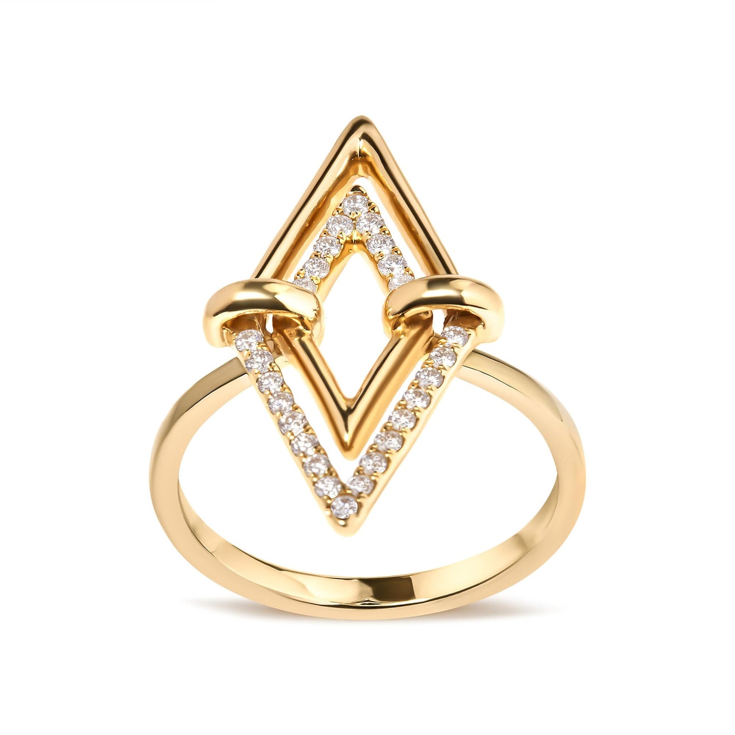 14K Yellow Gold 1/5 Cttw Diamond Double Triangle Ring (G-H Color SI1-SI2