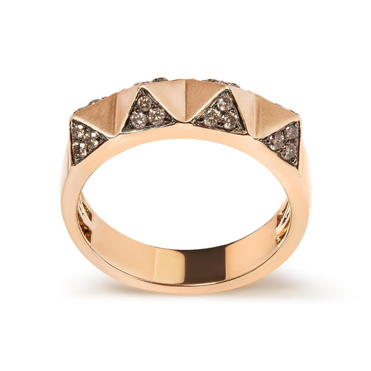 14K Rose Gold 1/4 Cttw Brown Diamond Pyramid Band Ring (Brown Color SI1-SI2