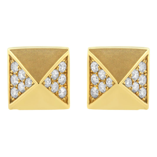 14K Yellow Gold 1/4 Cttw Diamond Pyramid Stud Earring (G-H Color SI1-SI2