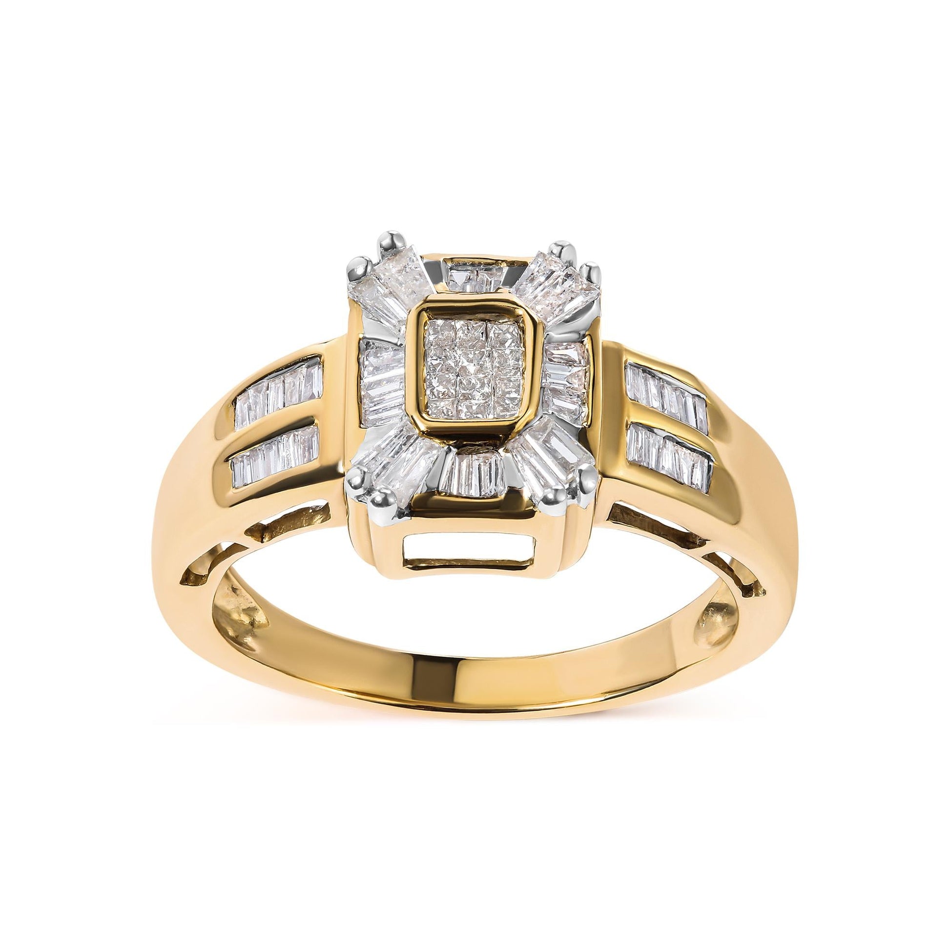 10K Yellow Gold 1/2 Cttw Diamond Composite and Halo Ring (H-I Color SI1-SI2