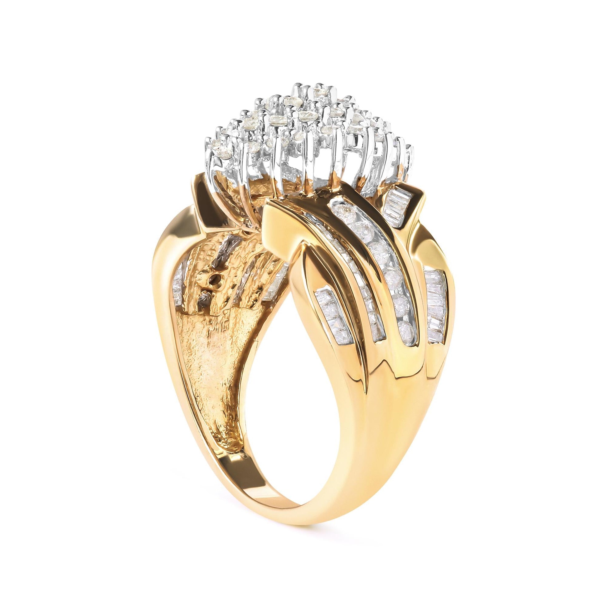 10K Yellow Gold 1 Cttw Diamond Pear Shaped Cluster Cluster Cocktail Ring (H-I