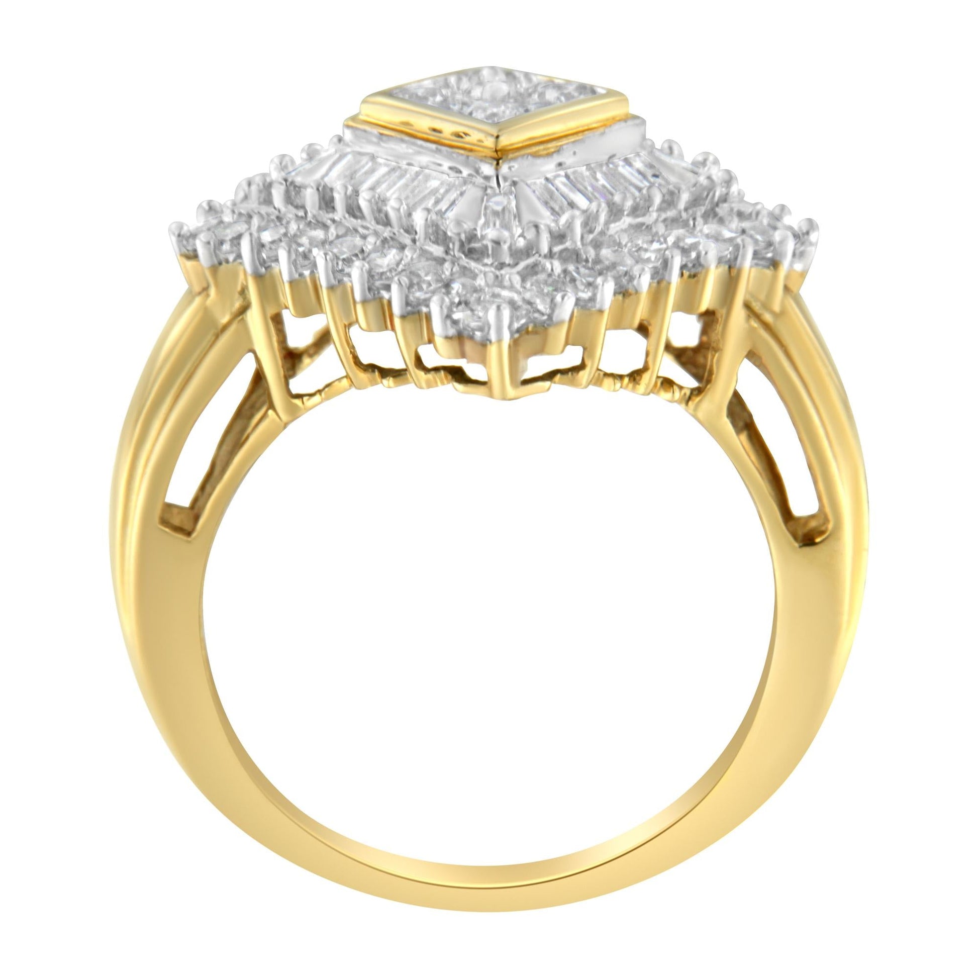 10K Yellow Gold Diamond Ballerina Ring (1 Cttw I-J Color I1-I2 Clarity)