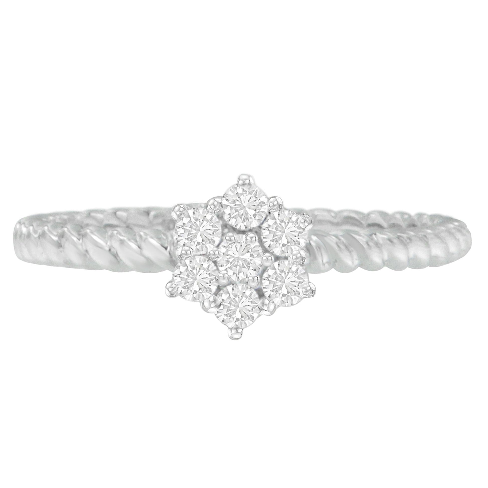 10K White Gold Diamond Cluster Ring (1/4 Cttw H-I Color SI1-SI2 Clarity)