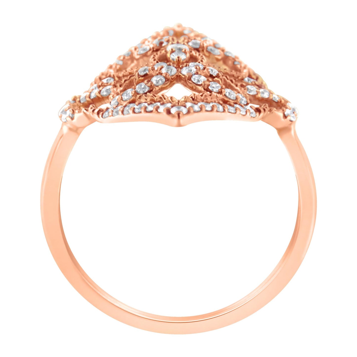 10K Rose Gold Diamond Cocktail Ring (1/2 Cttw H-I Color I1-I2 Clarity) - 7