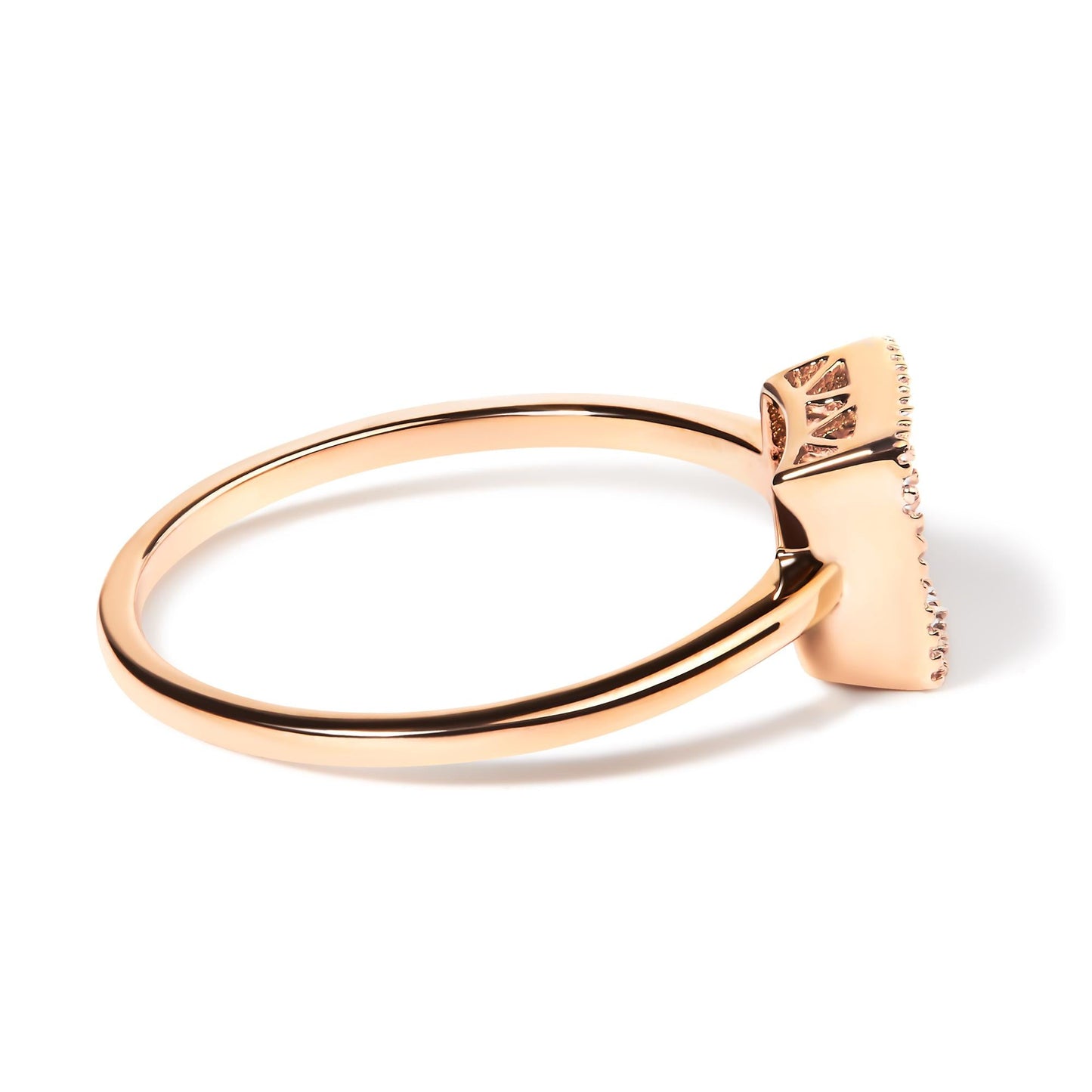 10K Rose Gold 1/3 Cttw Invisible Set Princess Cut Diamond Composite Square Shape Ring (H-I color, I1-I2 clarity)