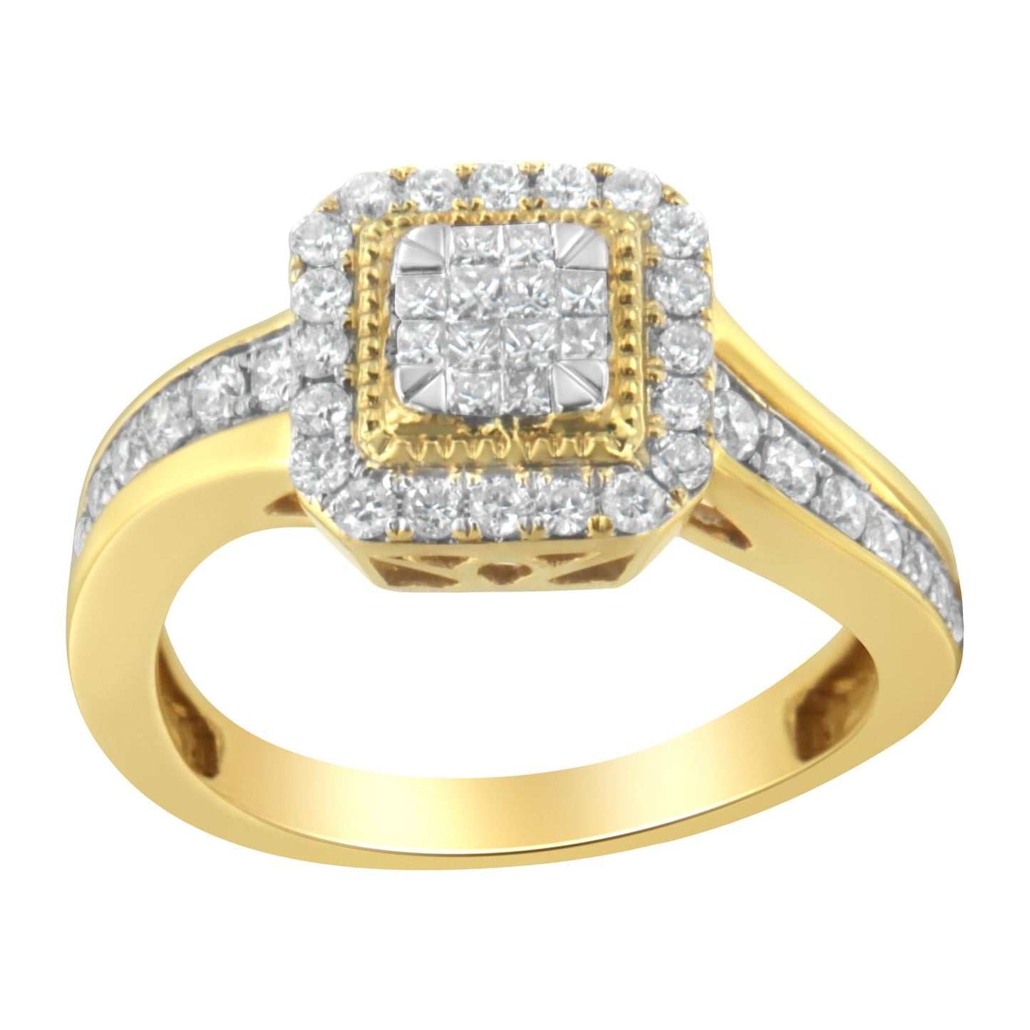 10KT Yellow Gold Diamond Cocktail Ring (5/8 cttw H-I Color SI2-I1 Clarity) - 7