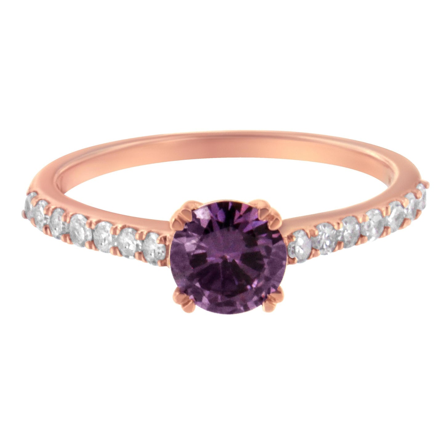 10K Rose Gold 1/4 Cttw Diamond and 6MM Gemstone Halo Ring(H-I Color I1-I2