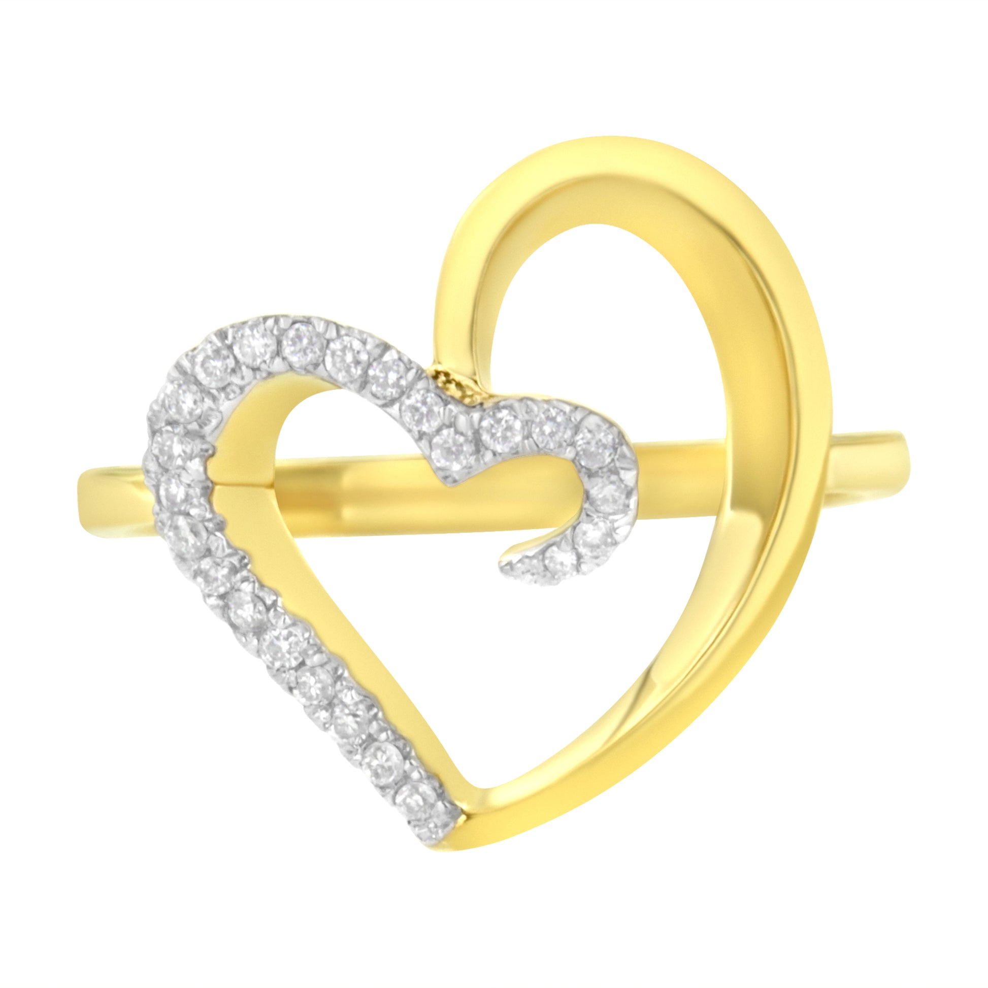 14KT Yellow Gold 1/10 ctw. Diamond Heart Shape Ring (K-L I1-I2)