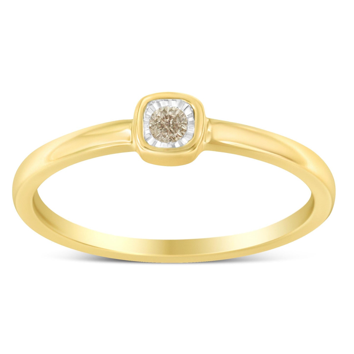 14K Yellow Gold Plated.925 Sterling Silver 1/20 Carat Diamond Square