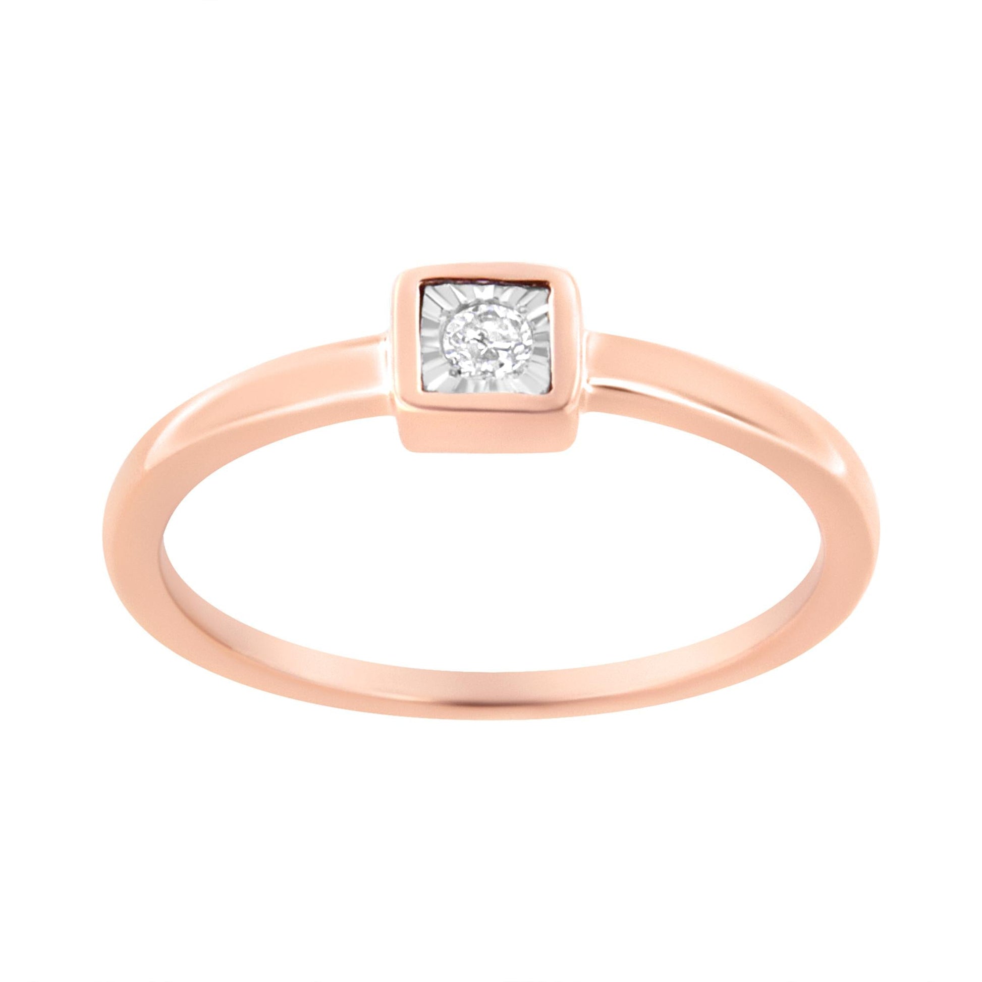 14K Rose Gold Plated.925 Sterling Silver 1/20 cttw Miracle Set Diamond Promise