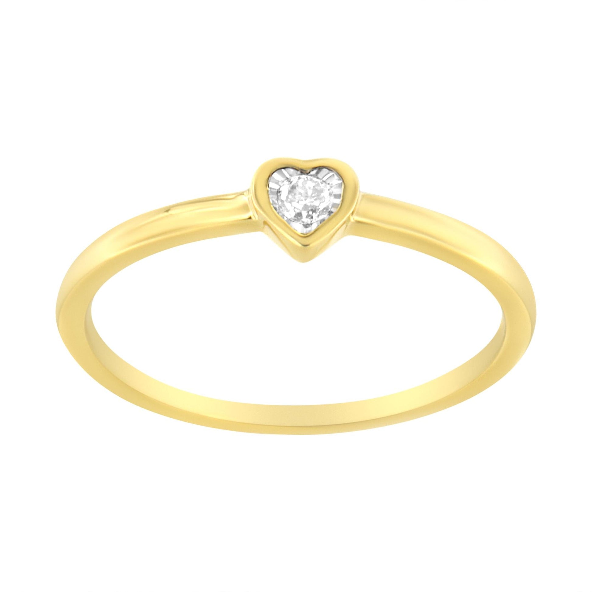 14K Yellow Gold Plated.925 Sterling Silver Miracle Set Diamond Accent Heart