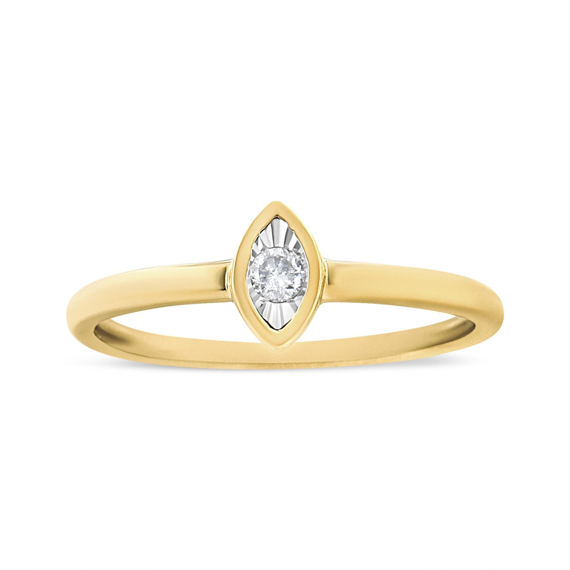 14K Yellow Gold Plated.925 Sterling Silver 1/20 Cttw Miracle Set Diamond Ring