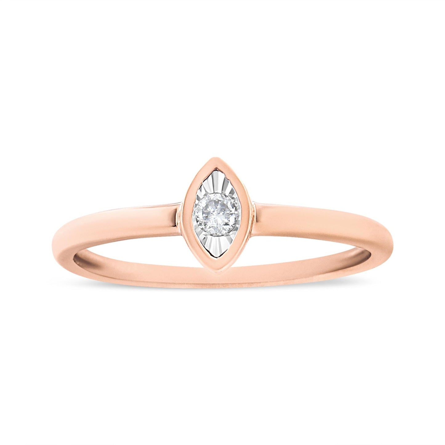 14K Rose Gold Plated.925 Sterling Silver Miracle Set Diamond Accent Pear Shape