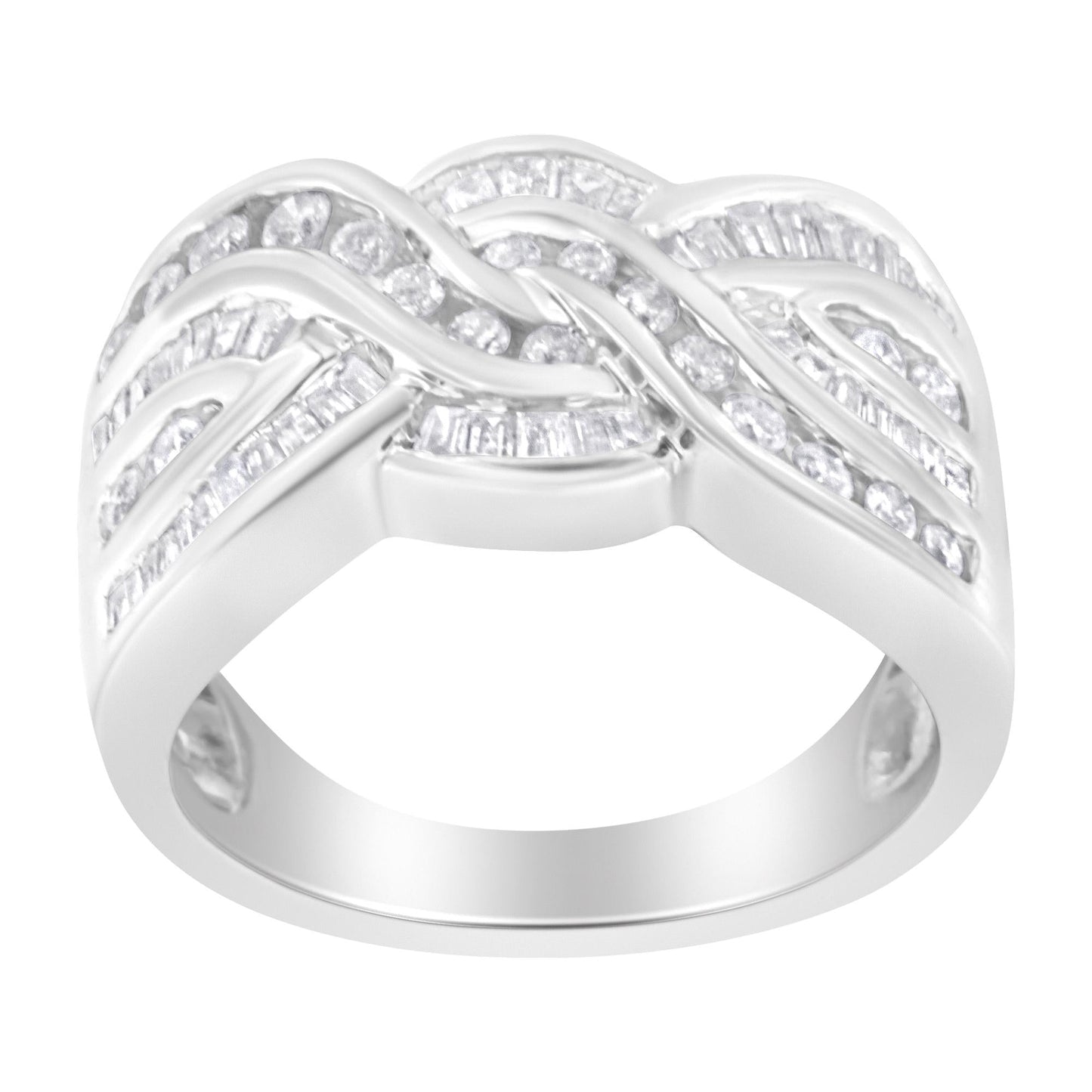 10K White Gold Diamond Bypass Ring (1 Cttw H-I Color I1-I2 Clarity)