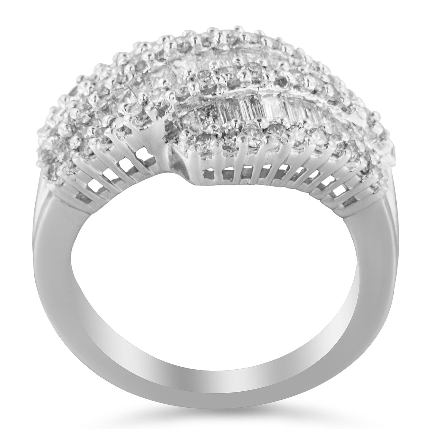 14K White Gold Diamond Cocktail Ring Band (1 3/4 Cttw H-I Color SI2-I1 Clarity)