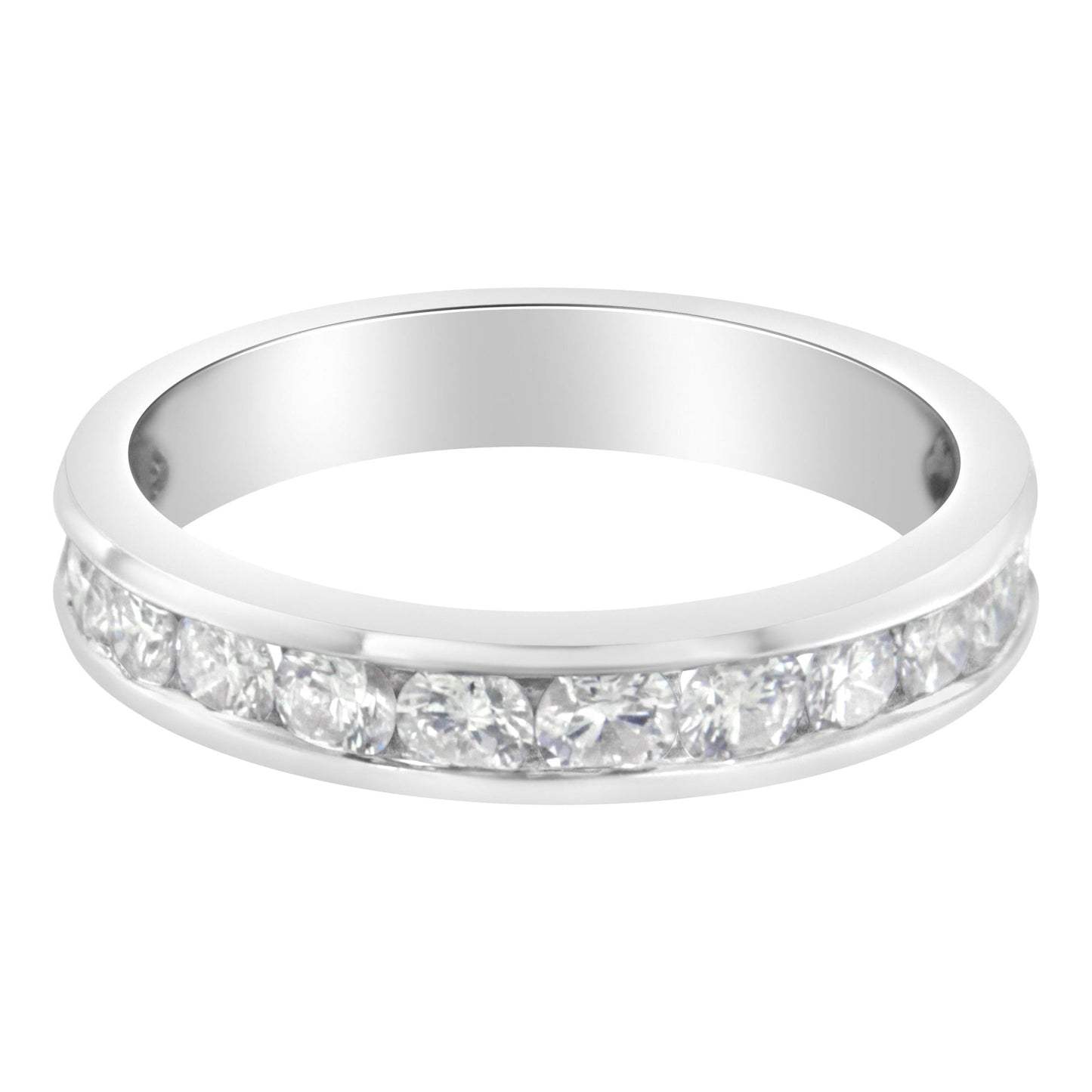 IGI Certified 1.0 Cttw Diamond 18K White Gold Channel-Set Half-Eternity Band