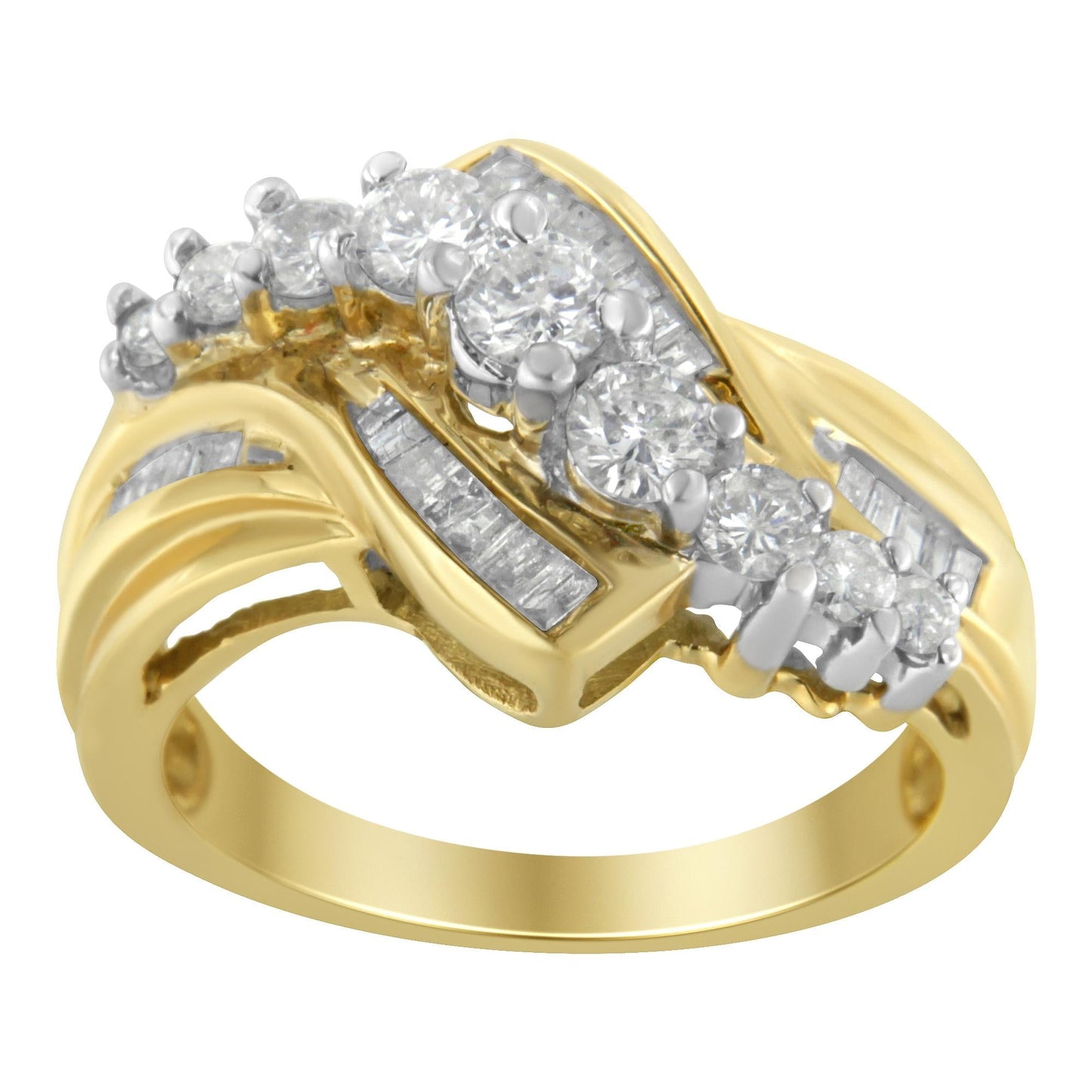 10K Two-Toned Diamond Bypass Ring (1 Cttw H-I Color SI2-I1 Clarity)