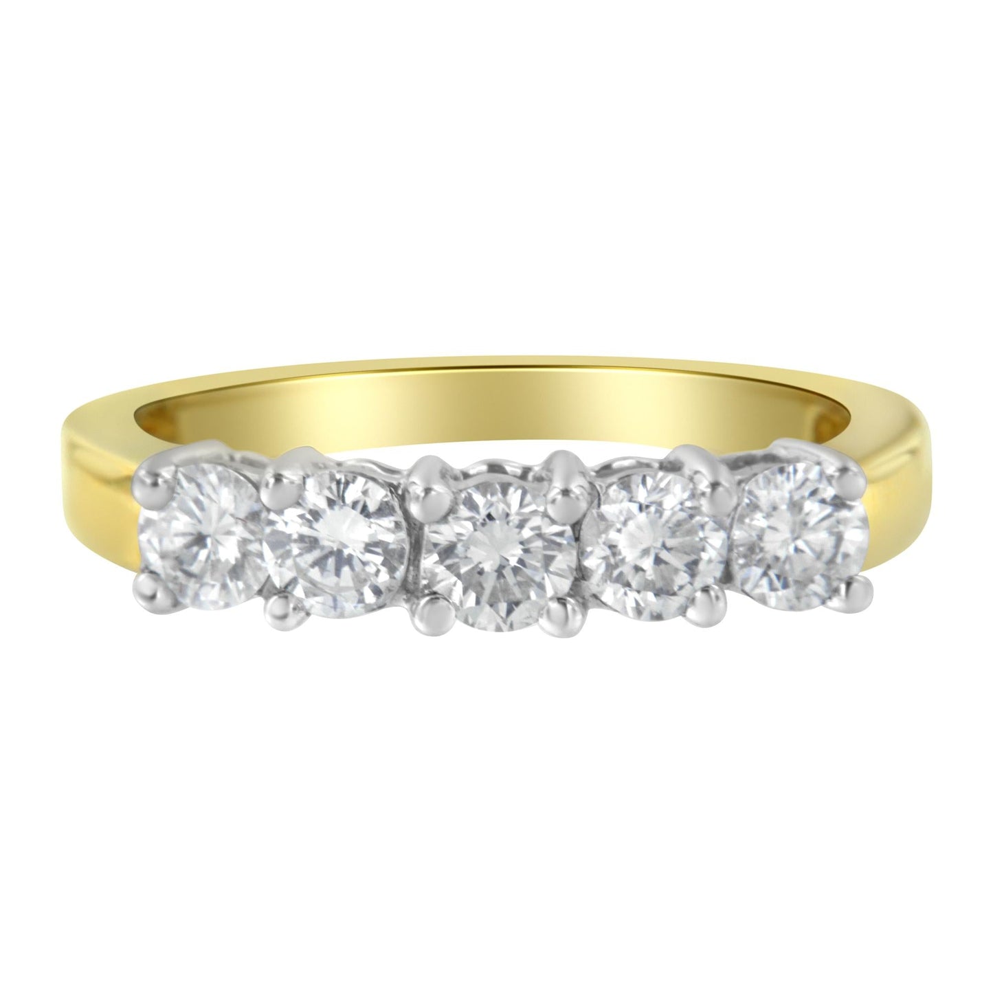 14KT Two Toned Gold 5 Stone Diamond Ring (1 cttw H-I Color SI1-SI2 Clarity) - 7