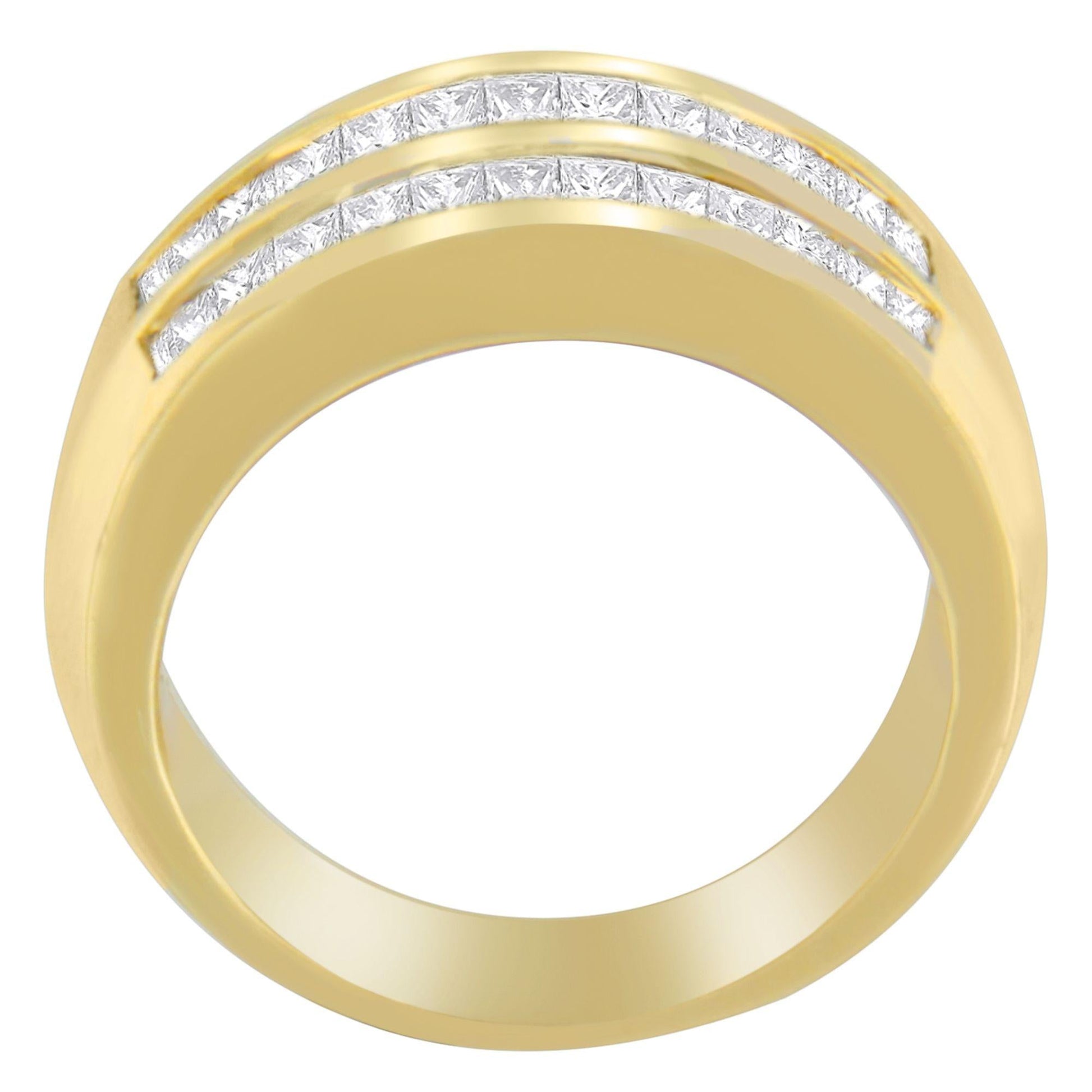 14K Yellow Gold 1ct. TDW Princess and Baguette-Cut Diamond Ring(H-I SI1-SI2)