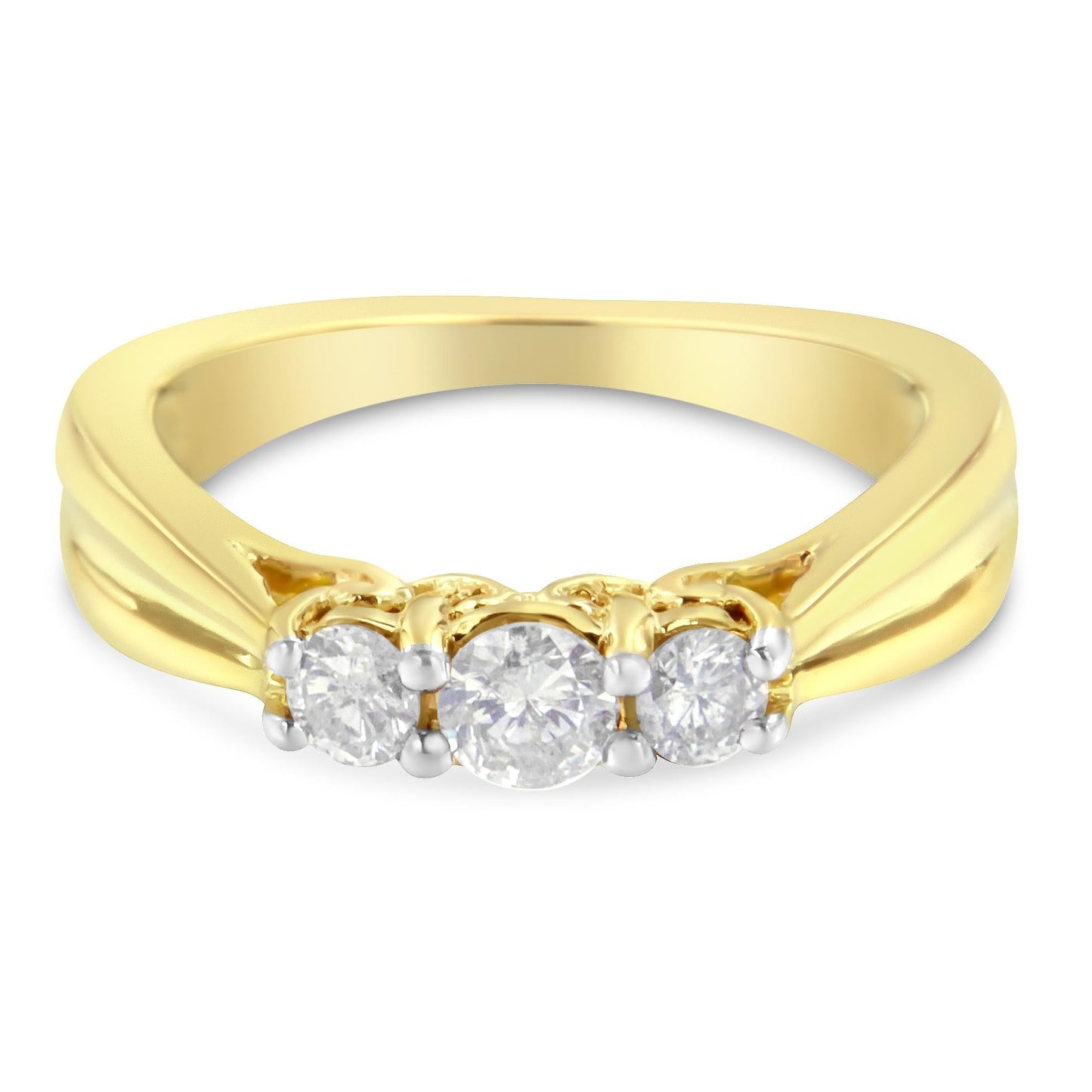 10K Yellow Gold Three-stone Diamond Ring (0.50 cttw J-K Color I2-I3 Clarity)