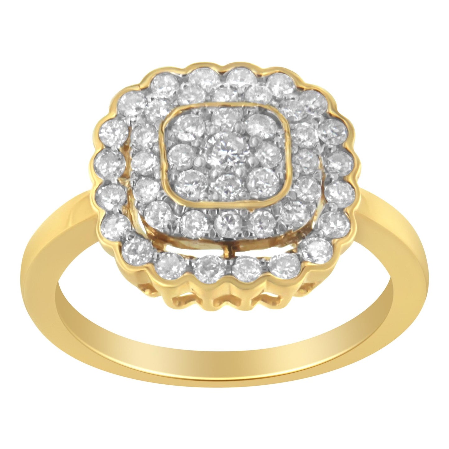 10K Yellow Gold Plated.925 Sterling Silver Diamond Cocktail Ring (3/4 Cttw J-K