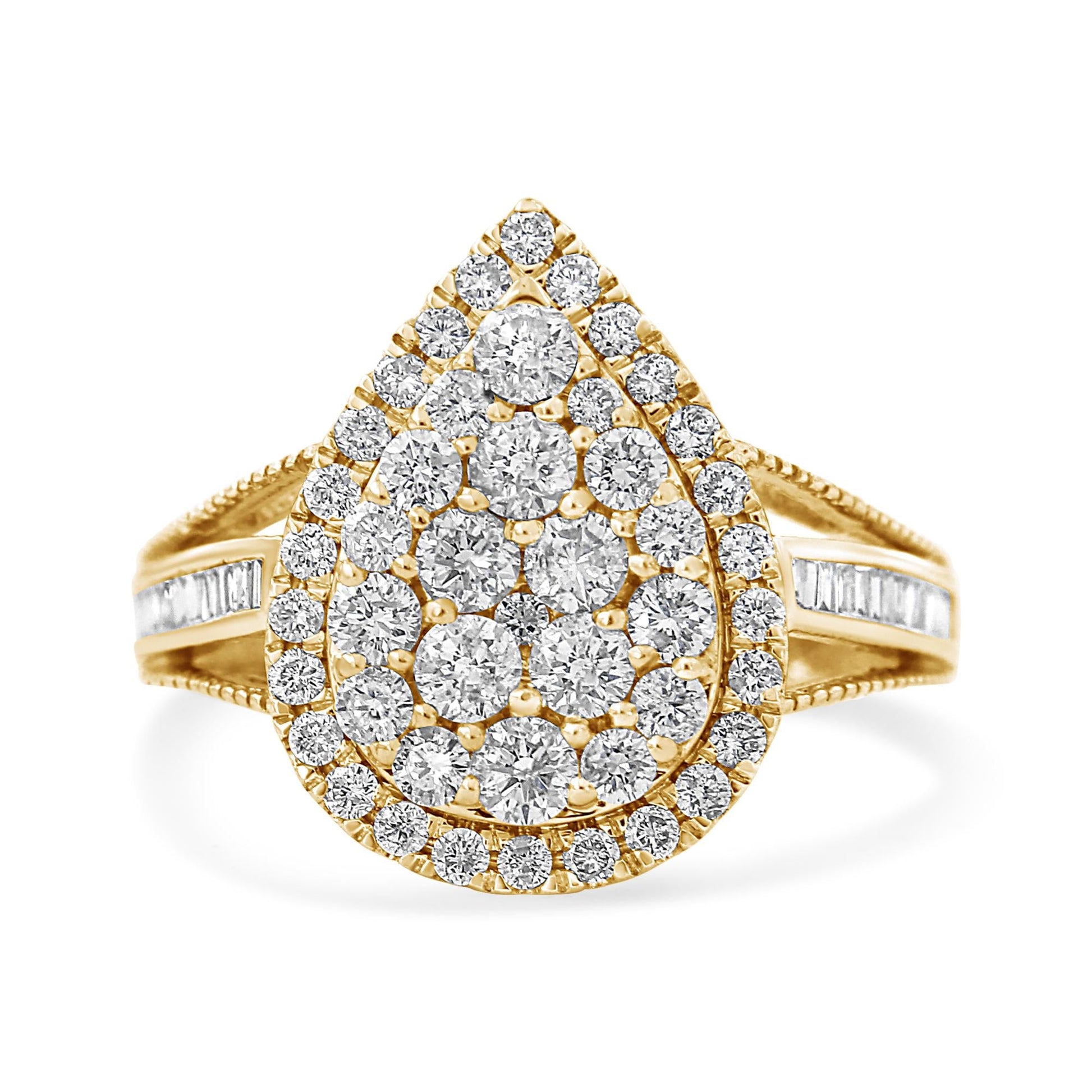 10K Yellow Gold Plated.925 Sterling Silver 1 1/2 Cttw Round-Cut Diamond