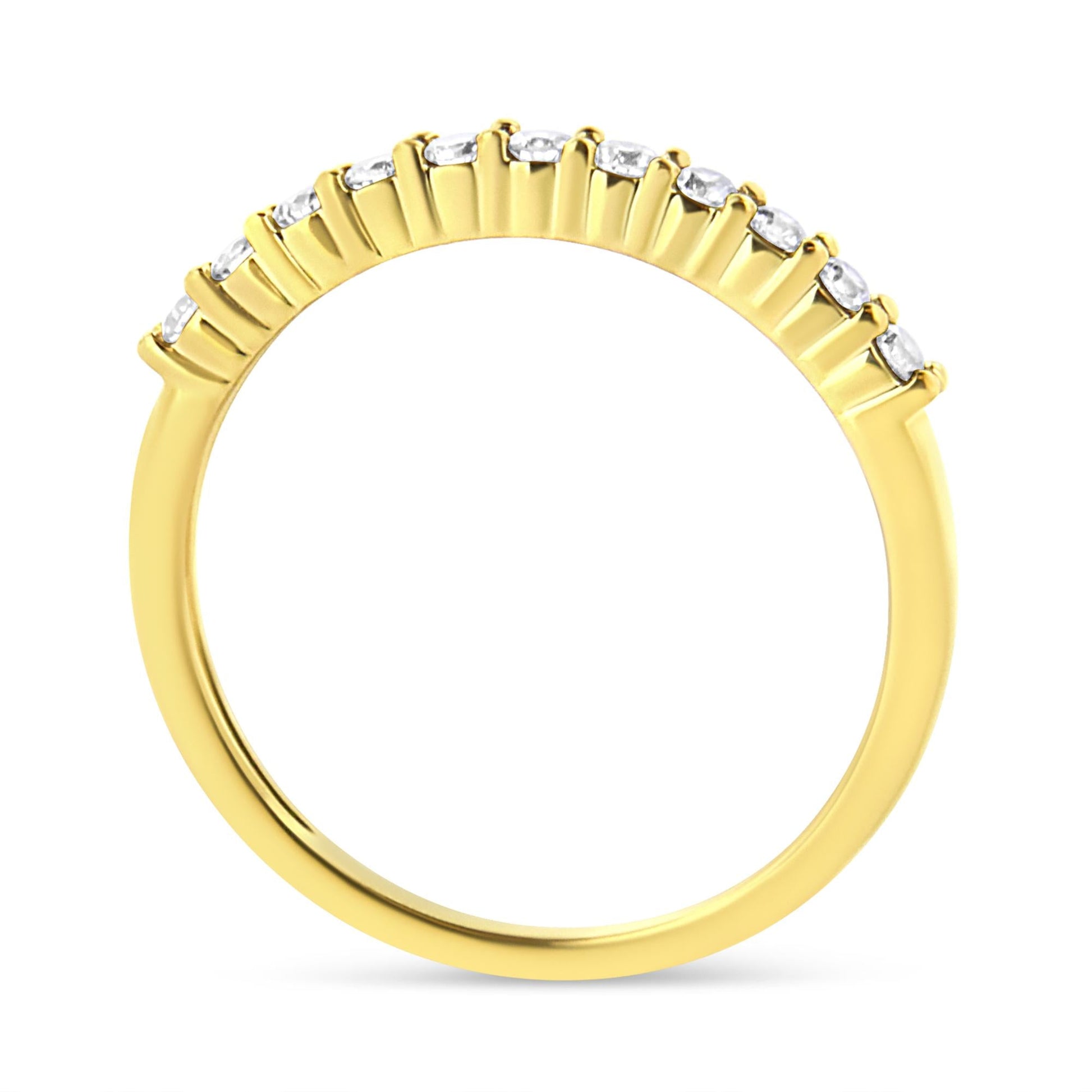 IGI Certified 1/4 Cttw Diamond 10K Yellow Gold Prong Set Fluted Band Style Ring