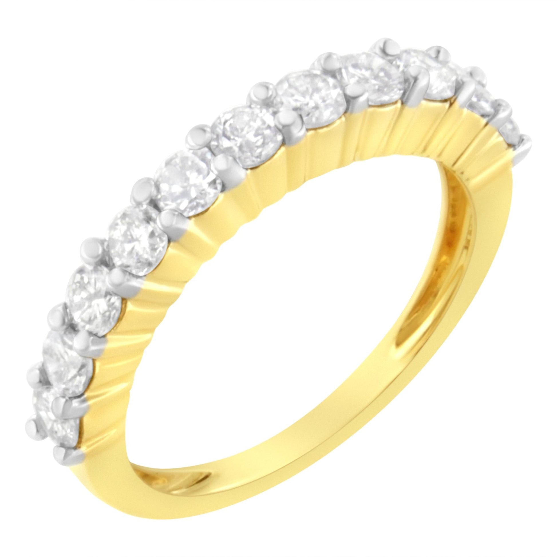 IGI Certified 1.0 Cttw Diamond 10K Yellow Gold Prong Set Fluted Band Style