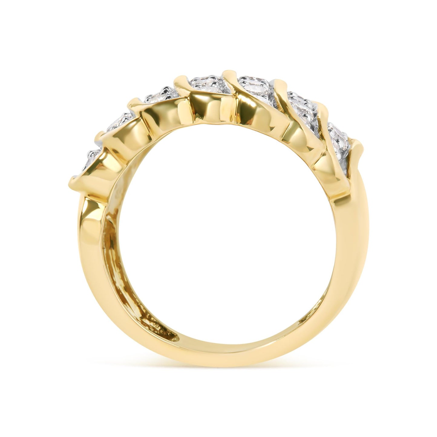 10 Yellow Gold 2.00 Cttw Diamond Multi Row Cocktail Band Ring (I-J Color I1-I2