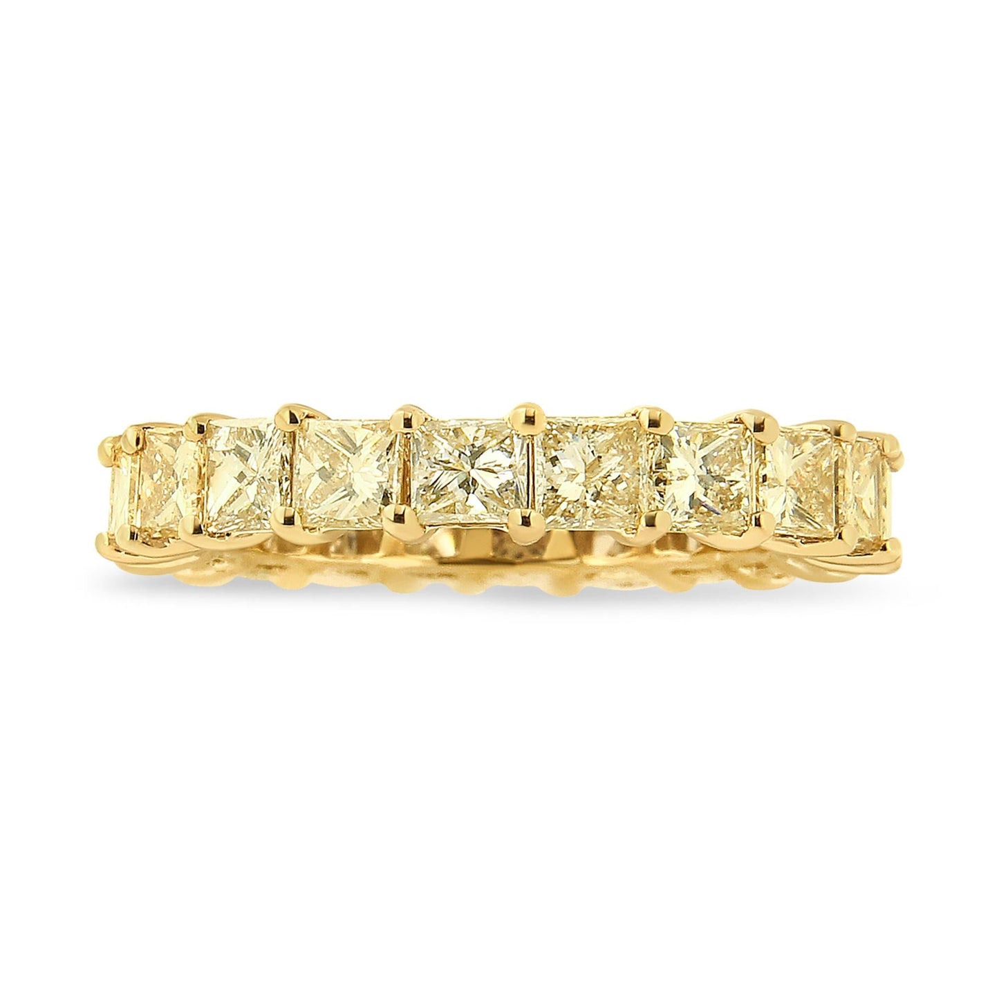 14K Yellow Gold 4.00 Cttw Shared Prong Set Princess Cut Diamond Eternity Band