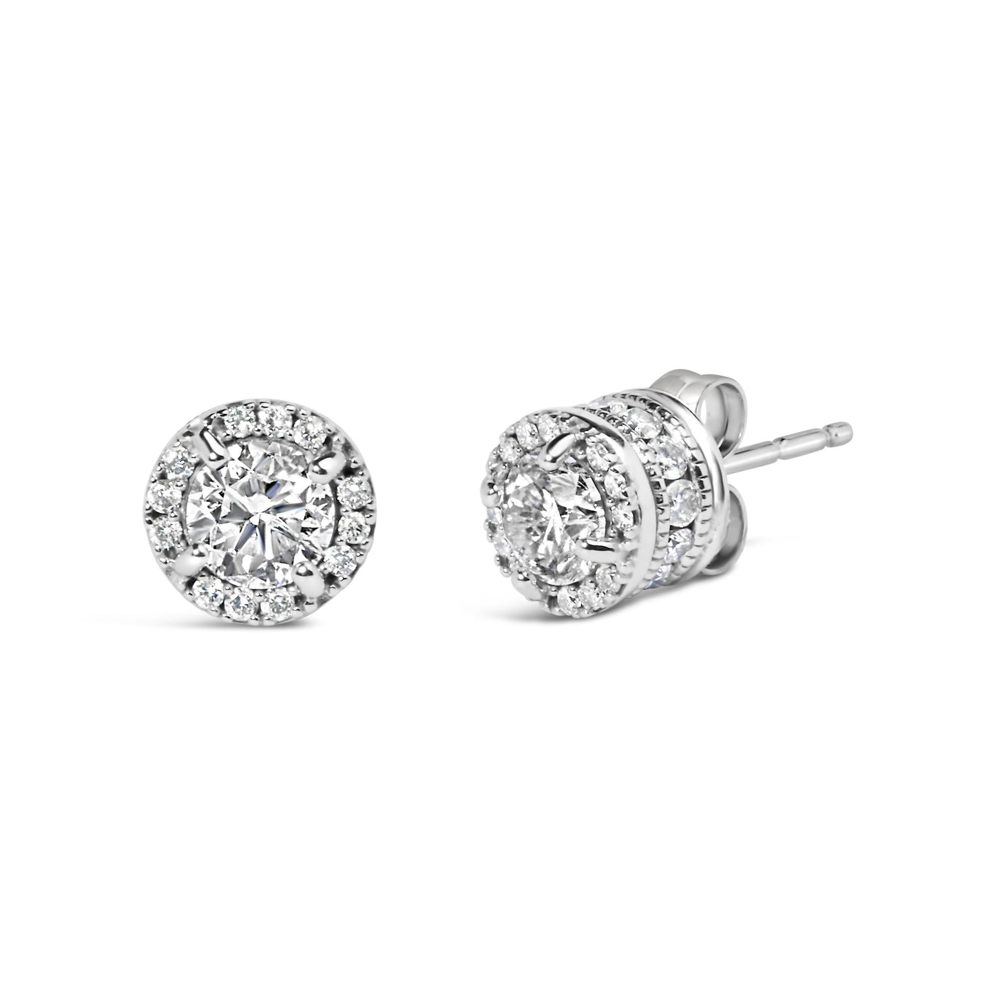 10K White Gold 1.00 Cttw Diamond Hidden Halo Stud Earring (H-I Color I1-I2