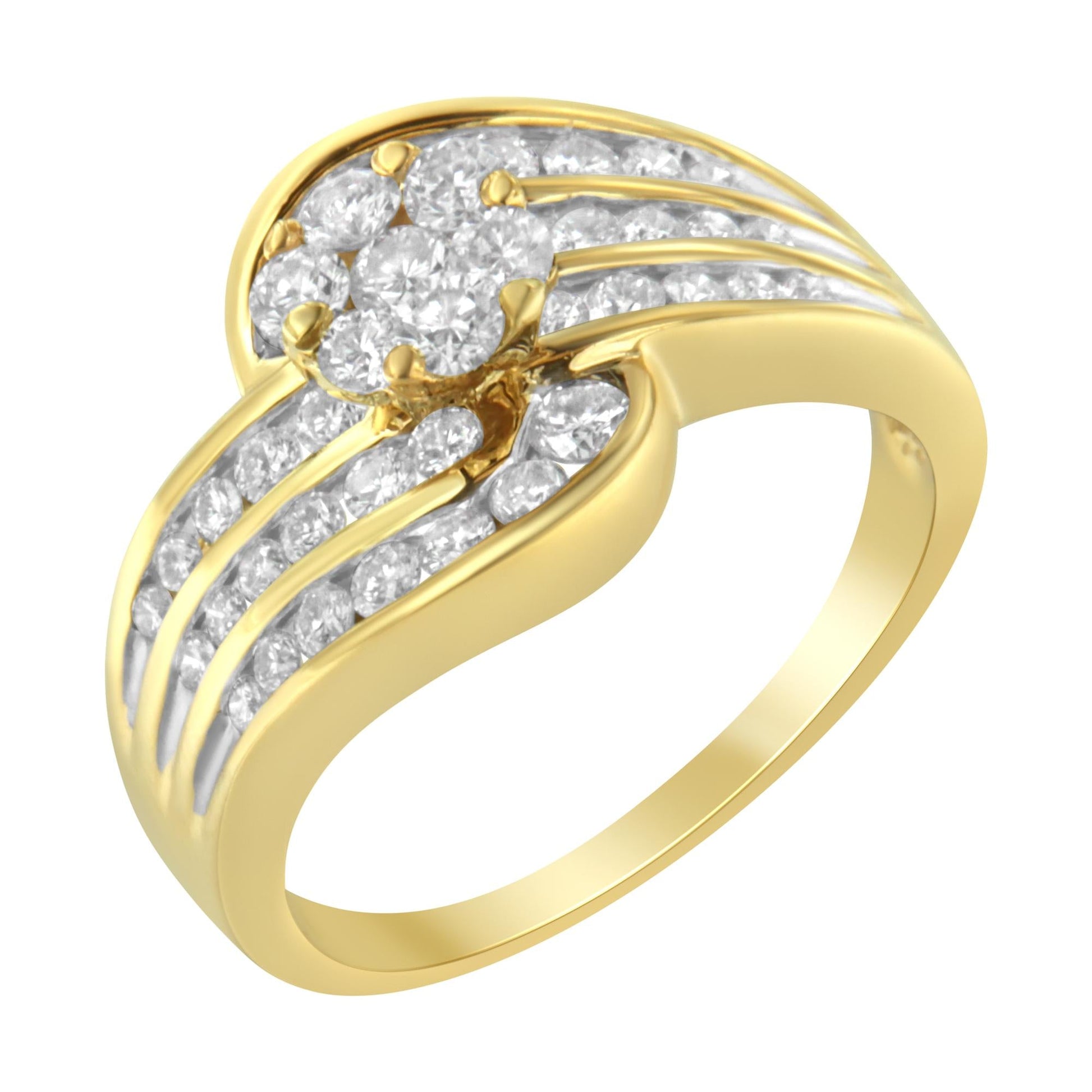 14K Yellow Gold Diamond Cocktail Bypass Ring (1 1/2 Cttw H-I Color SI2-I1