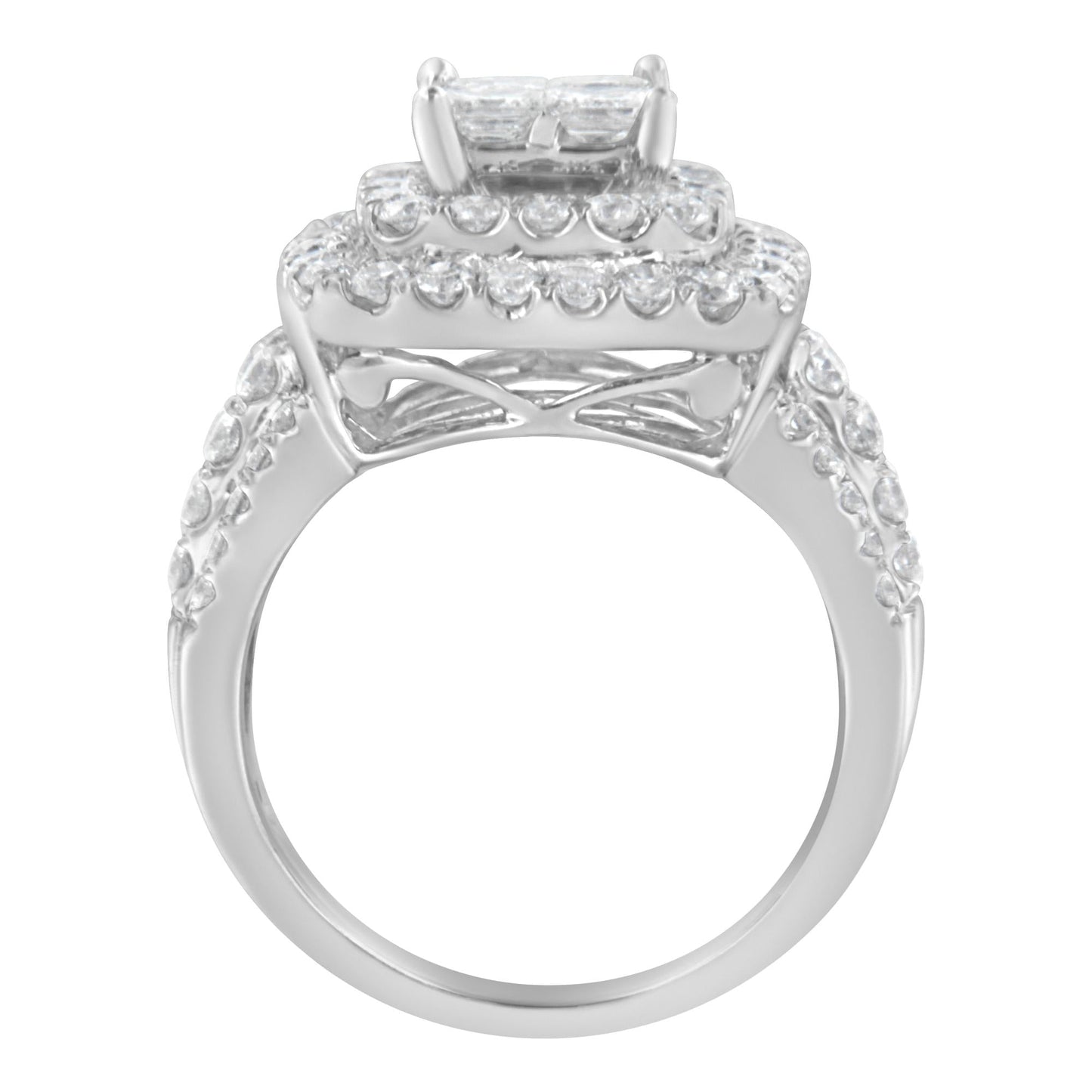 14KT White Gold Round and Princess Diamond Ring (2 1/4 cttw H-I Color SI1-SI2