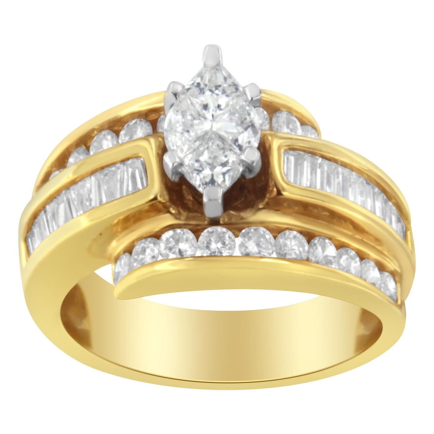 14KT Two-Toned Diamond Cocktail Ring (1 1/3 cttw, H-I Color, SI1-SI2 Clarity)