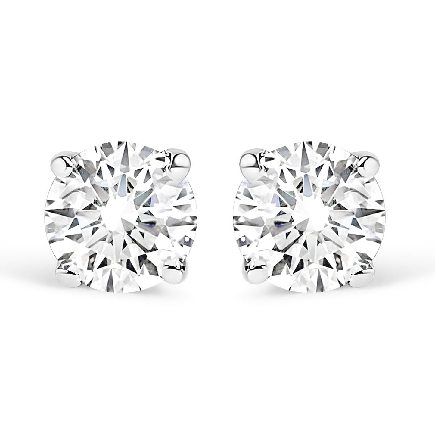 14K White Gold 1/2 Cttw 4-Prong Set Brilliant Round-Cut Solitaire Lab Grown Diamond Push Back Stud Earrings (F-G Color, VS2-SI1 Clarity)