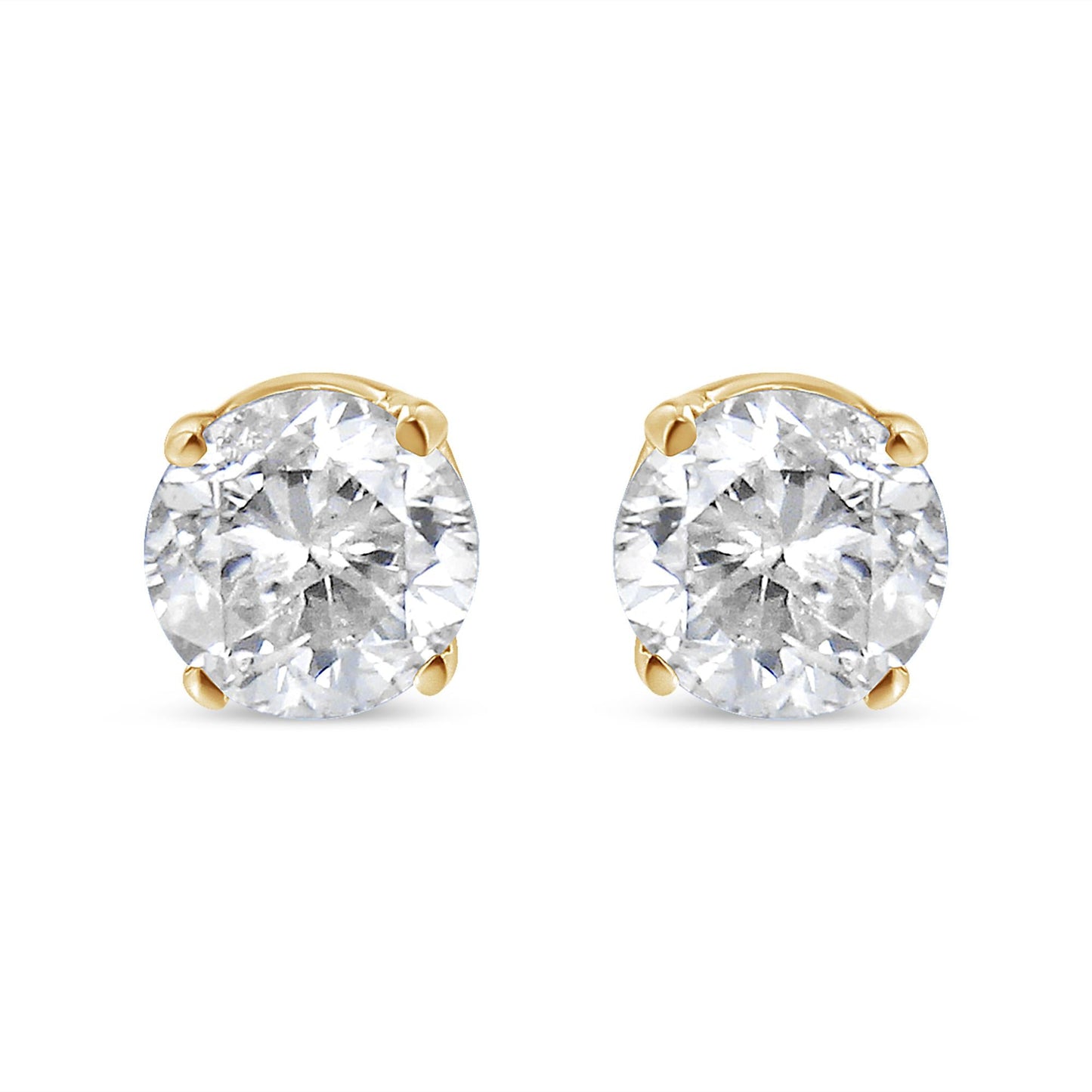 14K Yellow Gold 1/2 Cttw Round-Cut Diamond Solitaire Stud Earrings (O-P Color