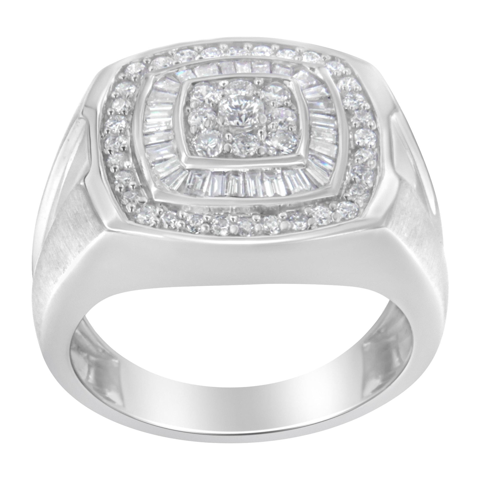 14K White Gold Men’s Diamond Band Ring (1 cttw H-I Color SI1-I2 Clarity)