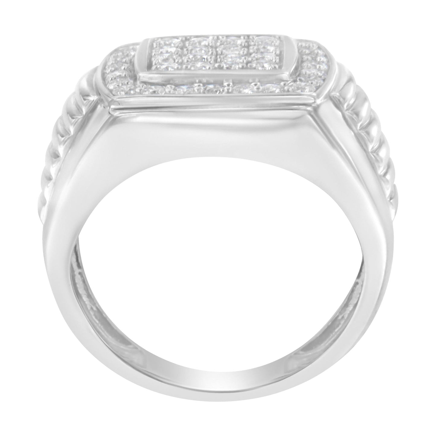 14K White Gold Men’s Diamond Squared Band Ring (1 cttw H-I Color SI2-I1