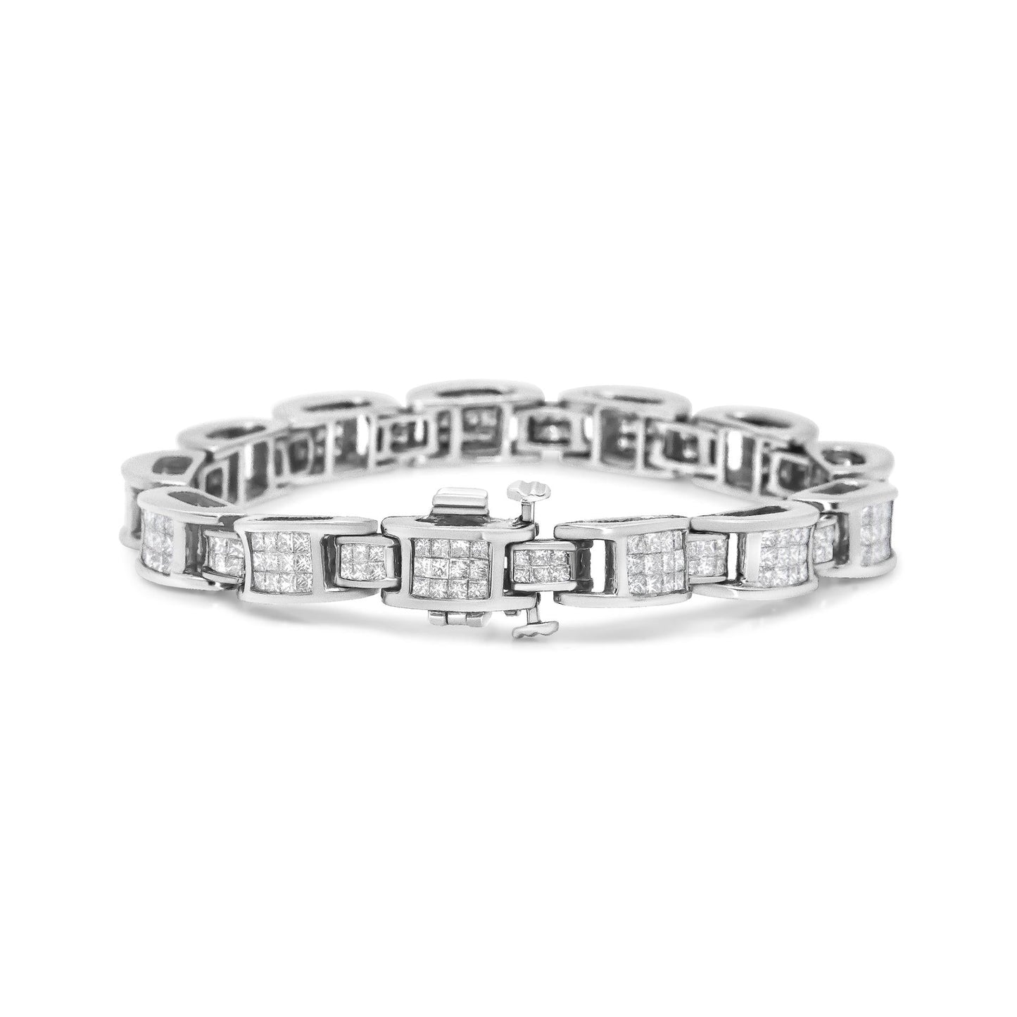 14K White Gold 5.0 Cttw Princess Cut Diamond Invisible Set Alternating Size D