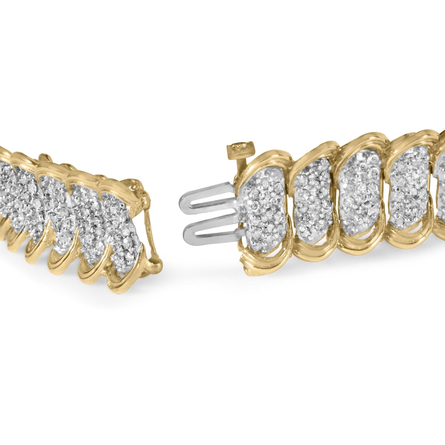 10K Yellow Gold 4.00 Cttw Pave Diamond Classic Link 7’’ Bracelet (I-J Color