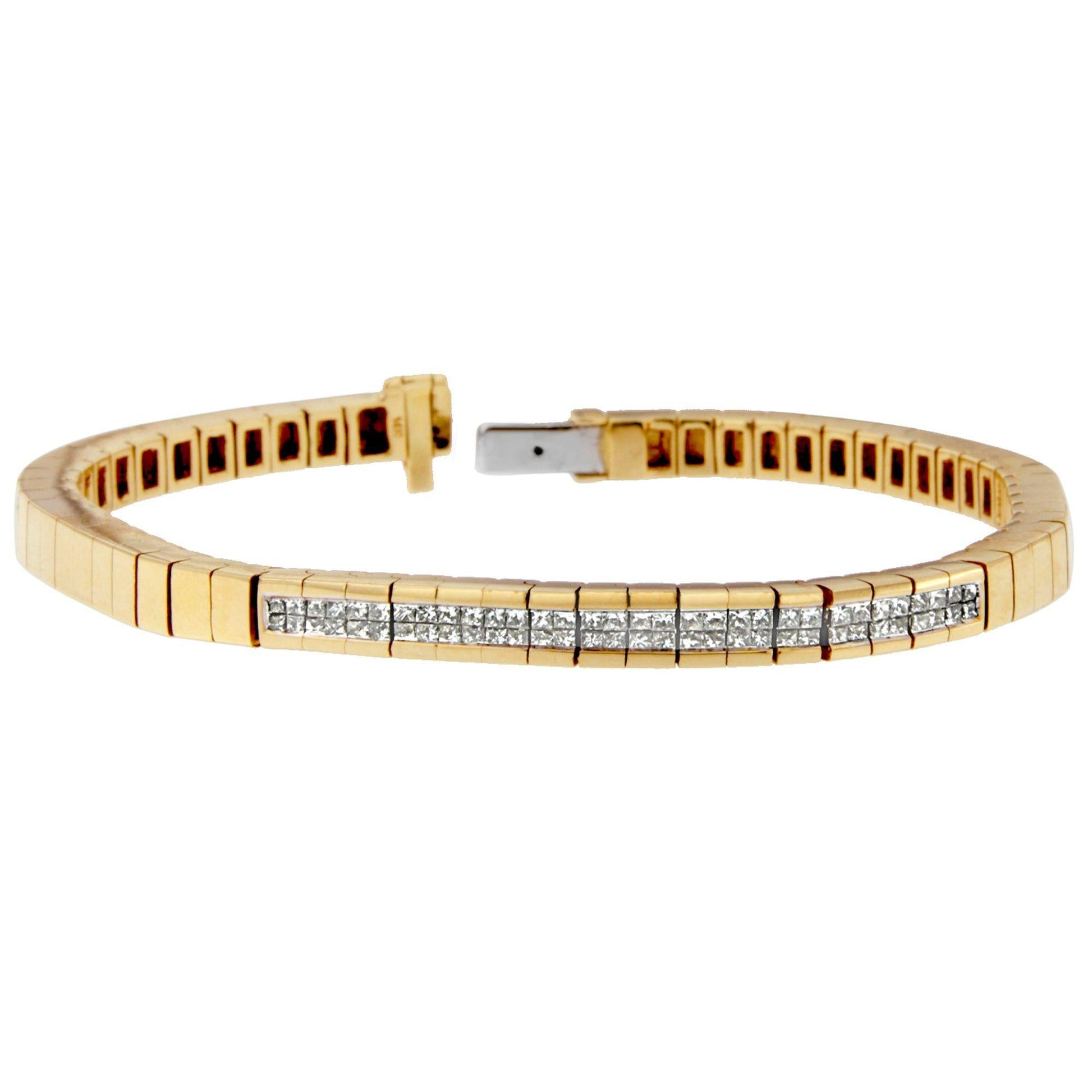 14K Yellow Gold Princess-Cut Diamond Banded Bracelet (1.10 cttw G-H Color