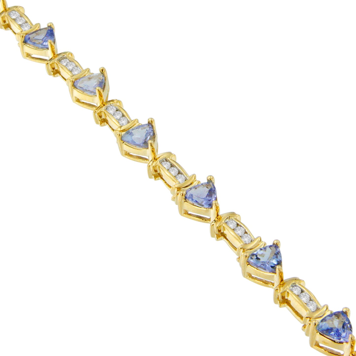 14K Yellow Gold Round-Cut Diamond and Tanzanite Bracelet (5.15 cttw H-I Color